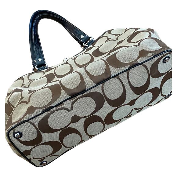 Gorgeous Coach Laura Signature Carryall Bag Tote Satchel Brown Khaki Laptop - Picture 6 of 8